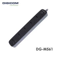 DIGICOM DG-M561 EXTENSION SOCKET 05 PORT | SINGLE SWITCH WITH LED INDICATOR | 10A | 2500W | 2M CORD | CHILD SAFETY SUTTER - Image 1