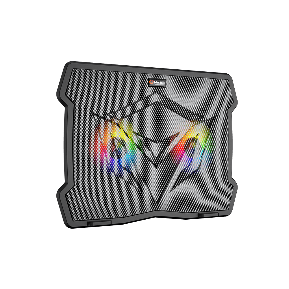 MEETION CP2020 Cooler Pad – Quiet Adjustable RGB Gaming Laptop Cooling Pad – With Dual Fans – Up to 14 Inch – 2*USB - Image 1