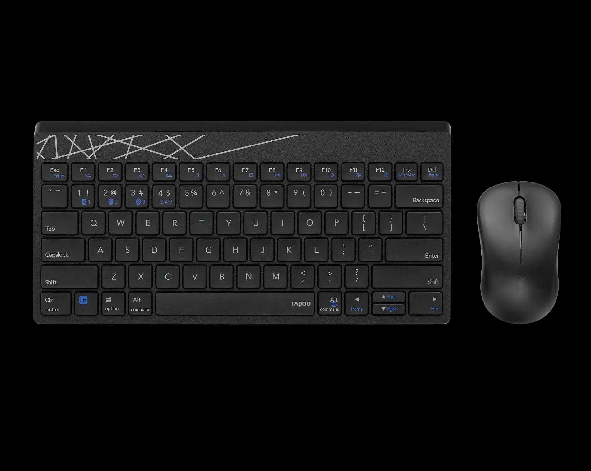RAPOO 8000M (US-Black Multimode (Wireless / Bluetooth) Keyboard | Mouse Combo) - Image 1